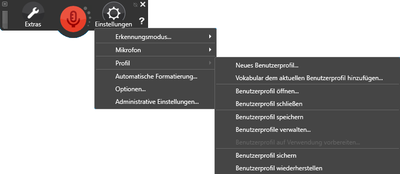 Benutzerprofil über Dragon-Leiste anlegen