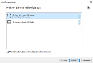 Mikrofon für Sprachprofil auswählen
