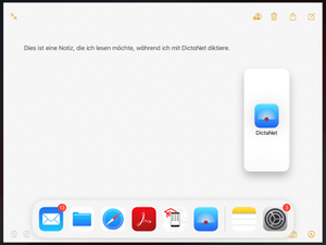 starten einer weiteren App aus dem iPad-Dock