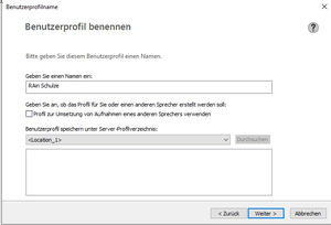 Profil für anderen Sprecher anlegen