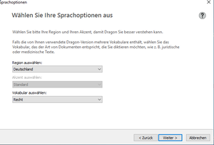Sprachoptionen für Profil auswählen